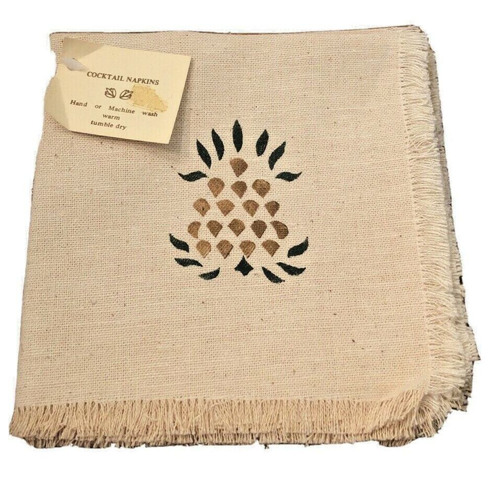 Set of 6 New Alice's Country Cottage Cloth Napkins 11" Pineapple Stencil